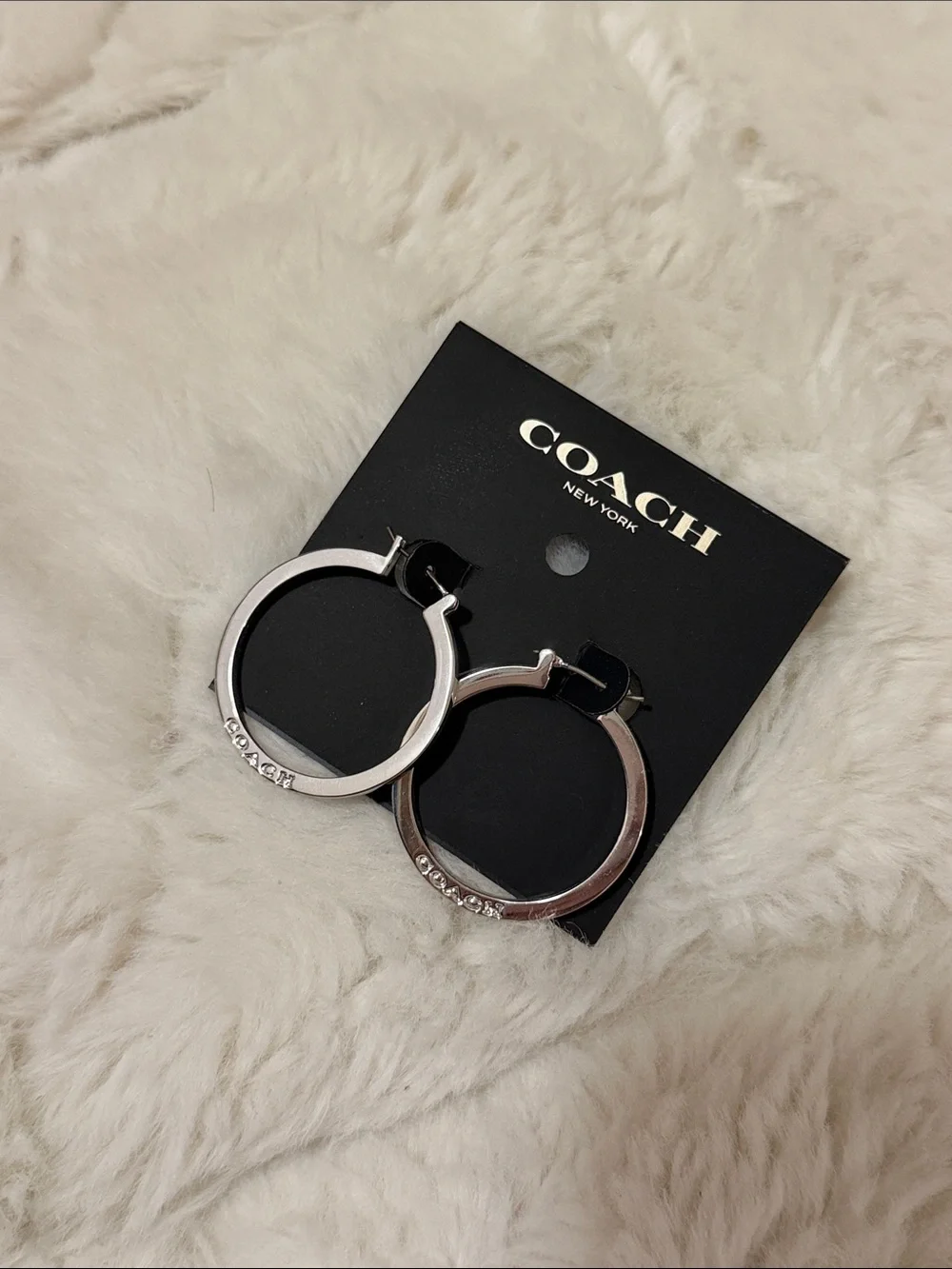 NEW Coach Silver Hoop Earrings